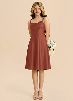 Azazie Bear Junior Auburn A-Line Sweetheart Neckline Stretch Satin Dress image5