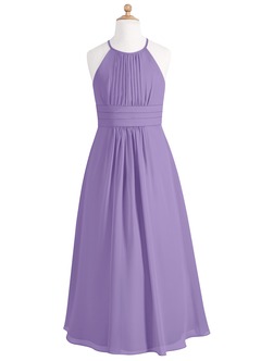 Azazie Bonnie Junior Tahiti A-Line Pleated Chiffon Dress image5