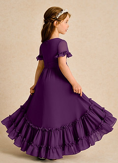 Azazie Kass Blumenmädchenkleider A-Linie Plissee Chiffon Kleid Traube image6