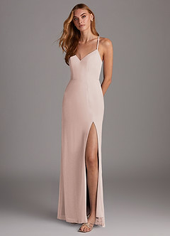 Azazie Manila Final Sale Rose Petal Sheath V-Neck Chiffon Dress image3