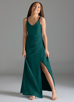 Azazie Leo Junior Peacock Mermaid Pleated Chiffon Dress image4
