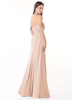 Azazie Amyra Vestidos de damas de honor Vestido de Rosa Rubor de Satén Elástico de Corte Recto Convertible con Vestidos sin tirantes image6