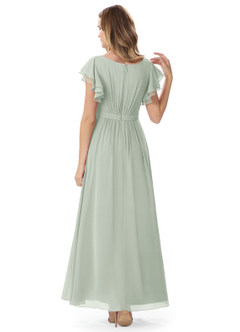 Azazie Daphne Modest Bridesmaid Dresses A-Line Ruffled Chiffon Floor-Length Dress image28