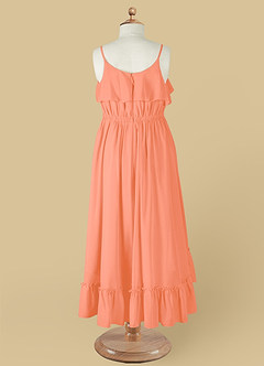 Azazie Karmen Abiti da Ragazza di Fiori Abito A-Line in Chiffon Increspato Tramonto image10