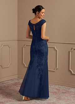 Azazie Melena Mère de la mariée Robes Robe Sirène en Tulle Dentelle Bleu Marine Foncé image3