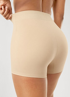 front Nahtlose, dehnbare Shapewear-Shorts mit mittelhohem Bund und Bauchkontrolle