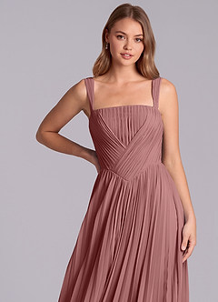 Azazie Mina Final Sale Desert Rose A-Line Pleated Chiffon Dress image2
