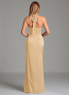 Azazie Serenity Robes de demoiselle d'honneur Robe Sirène en Satin extensible Décolleté en cœur Or image6