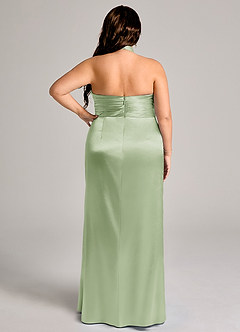 Azazie Jemma Bridesmaid Dresses Dusty Sage Sheath Pleated Metallic Satin Dress image9
