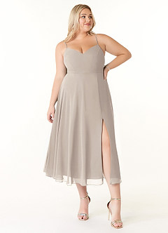 Azazie Clarissa Bridesmaid Dresses Frost A-Line V-Neck Chiffon Dress image7