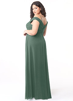 Azazie Audrianna Bridesmaid Dresses Sea Moss A-Line Off-The-Shoulder Gathered Chiffon Convertible Dress image10