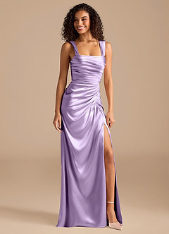 Azazie Jesaphine Bridesmaid Dresses Lilac Sheath Bow Metallic Satin Dress image1