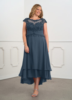 Azazie Shonda Mère de la mariée Robes Robe en Mousseline de soie Dentelle Neptune image8