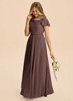 Azazie Cady Junior Ganache A-Line Pleated Chiffon Dress image5