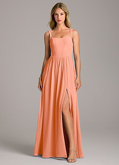 Azazie Rosaline Bridesmaid Dresses Sunset A-Line Side Slit Chiffon Dress image4