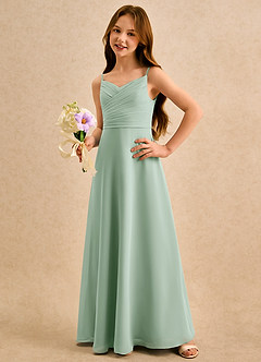 Azazie Hollie Girls Formal vestidos de niña de las flores Vestido de Agave de Gasa de Corte en A con Escote de Corazón image1