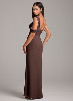 Azazie Wynter Final Sale Dusty Blue Sheath One Shoulder Chiffon Dress image5