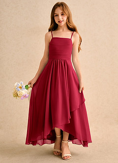 Azazie Twilight Dance Girls Formal Flower Girl Dresses Scarlet A-Line Pleated Chiffon Dress image4