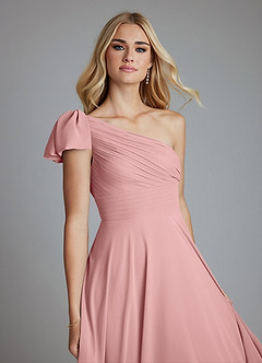 Azazie Elinora Final Sale Dusty Rose A-Line One Shoulder Chiffon Dress image2