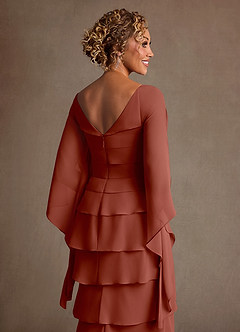 Azazie Arabinda Moeder van de bruid jurken Kolom Jurk van Chiffon Ruches Kastanjebruin image6