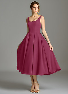 Azazie Amalie Bridesmaid Dresses Mulberry A-Line Pleated Chiffon Dress image6