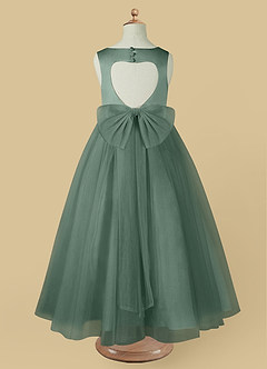 Azazie Muni Robe Demoiselle D'honneur Fillette Robe Trapèze en Tulle Arc Eucalyptus image3