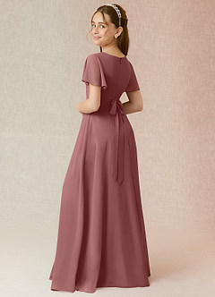 Azazie Induh Junior Desert Rose A-Line Ruched Chiffon Dress image2