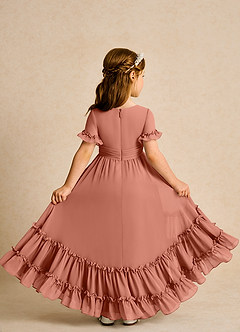 Azazie Kass vestidos de niña de las flores Vestido de Mai Tai de Gasa de Corte En A con Plisado image3