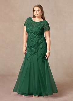 Azazie Laurie Mother of the Bride Dresses Dark Green Mermaid Scoop Sequins Tulle Dress image9