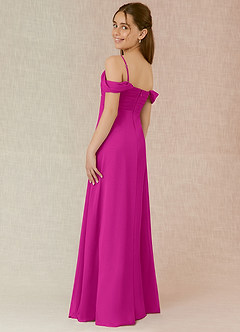 Azazie Kaitlynn Junior Fuchsia A-Line Off the Shoulder Chiffon Dress image5