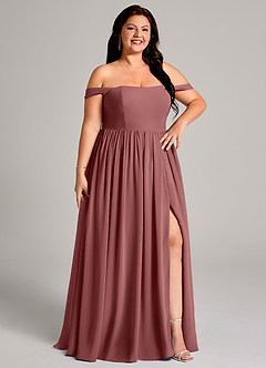 Azazie Calianna Brautjungfernkleider Wandelbar A-Linie Schulterfrei Chiffon Kleid Amethyst image13