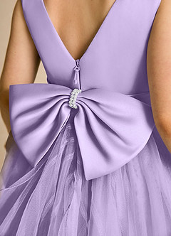 Azazie Pear Flower Girl Dresses Lilac Ball-Gown Bow Tulle Dress image6