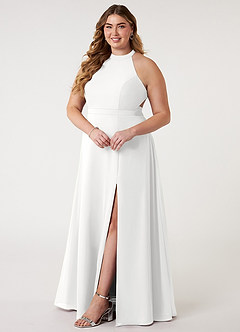 Azazie Clarice Bridesmaid Dresses White A-Line Halter Chiffon Dress image11