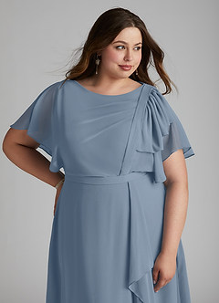 Azazie Aaliyah Modest Bridesmaid Dresses A-Line Scoop Pleated Chiffon Floor-Length Dress image11