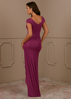 Azazie Roya Mother of the Bride Dresses Mulberry Mermaid V-Neck Pleated Mesh Dress image3