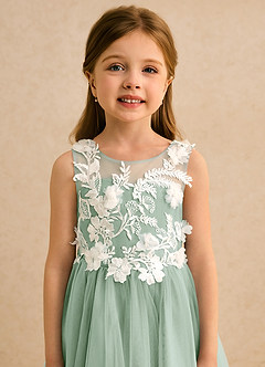 Azazie Mixie vestidos de niña de las flores Vestido de Agave de Encaje de Corte Princesa image7