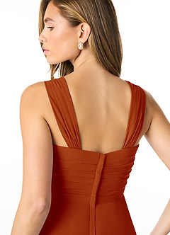 Azazie Kaitlynn Bridesmaid Dresses Paprika Empire Ruched Chiffon Convertible Dress image7