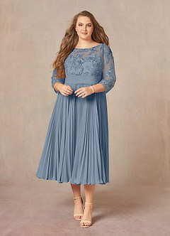 Azazie Tutu Abiti per la Madre della Sposa Abito A-Line in Chiffon in Pizzo con Scollo a Barca Crepuscolo image7