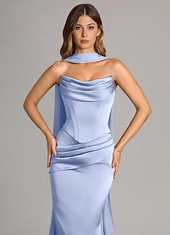 Azazie Sorrel Robes de demoiselle d'honneur Robe Sirène Convertible en Satin extensible Sans bretelle Eis image5