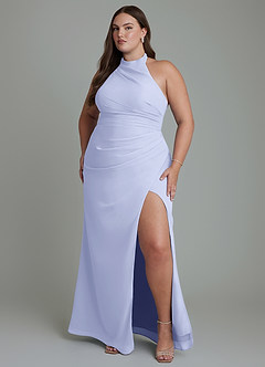 Azazie Jemma Jurken voor bruidsmeisjes Jurk van Chiffon met Kolom Geplooide Lavendel image7