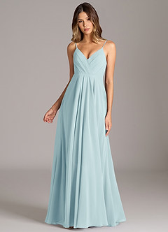Azazie Amani Bridesmaid Dresses Sea Glass A-Line Pleated Chiffon Dress image4