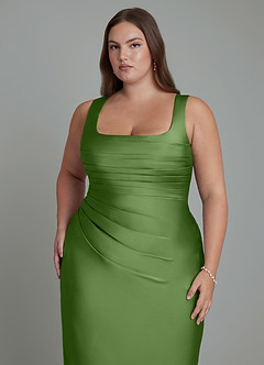 Azazie Agustina Robes de demoiselle d'honneur Robe Sirène en Satin extensible Corset Basilic image12