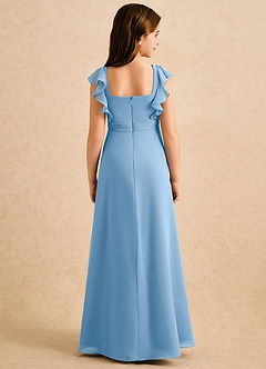 Azazie Soso Girls Formal Flower Girl Dresses Powder Blue A-Line Pleated Chiffon Dress image2