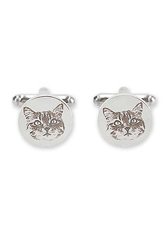 front Customizable Pet Portrait Rounded Metal Cuff Links