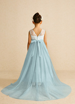 Azazie Tay Flower Girl Dresses Mist A-Line Sequins Tulle Dress image2