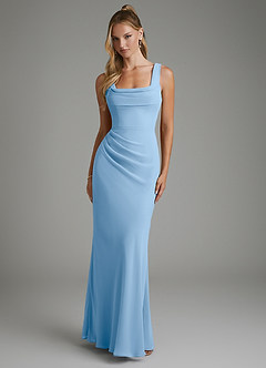 Azazie Asa Bridesmaid Dresses Powder Blue Sheath Corset Chiffon Dress image1