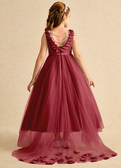 Azazie Lorita Flower Girl Dresses Pomegranate A-Line Beaded Tulle Dress image1
