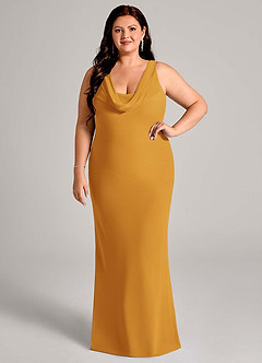 Azazie Rylina Bridesmaid Dresses Butterscotch Mermaid Pleated Chiffon Dress image7