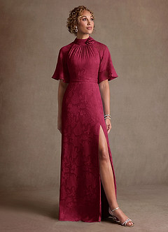 Azazie Hypatia Suknie dla Matki Panny Młodej Osłona Pofałdowany Kwiatowe wypalenie Długość podłogi Sukienka image5