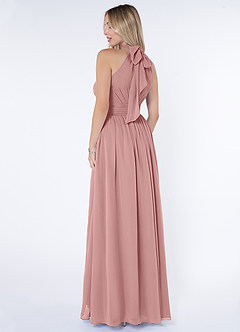 Azazie Iman Robes de demoiselle d'honneur Robe Trapèze en Mousseline de soie Ligne A froncée Rose Poussiéreuse image5